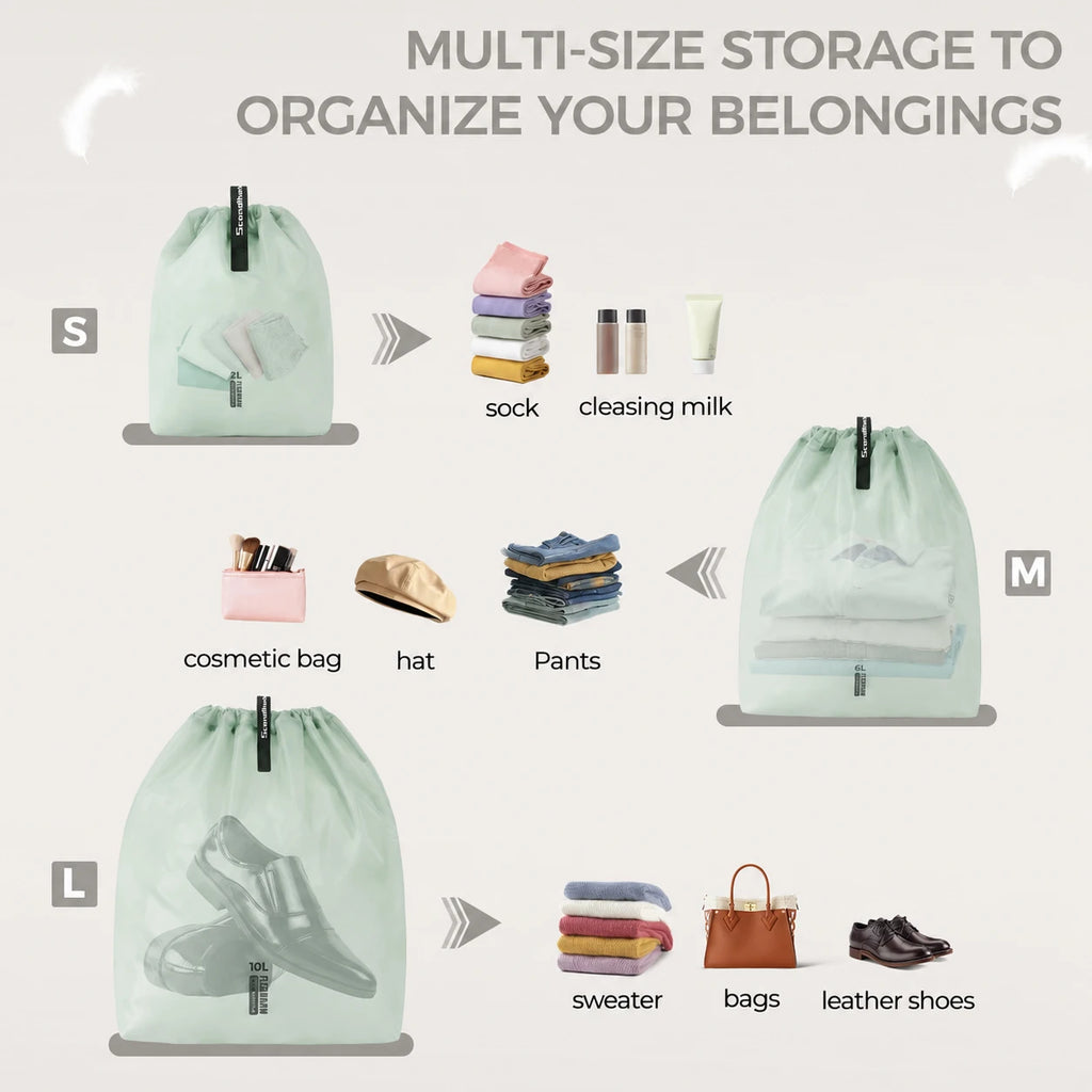 Large Capacity Waterproof Storage Bag for Clothes Travel Organizer Pouch with Multiple Pockets for Outdoor Hiking Camping