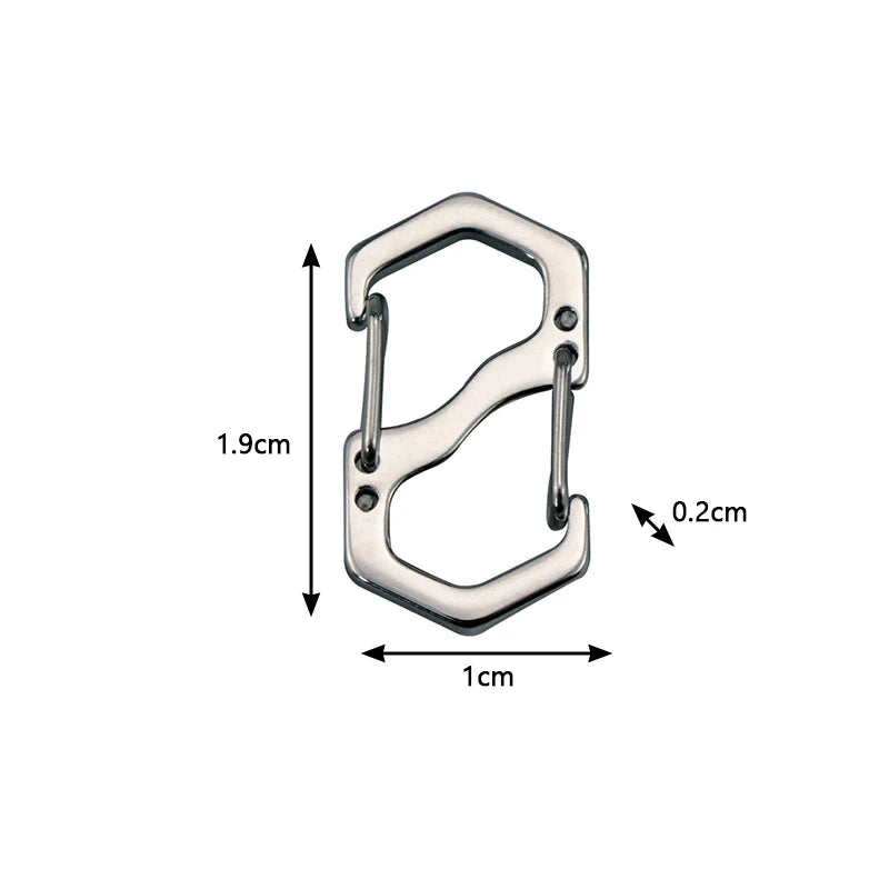 S Type Carabiner with Lock Anti-Theft Outdoor Camping Backpack Buckle Key-Lock Tool Metal Double Hooks Mini Keychain Lock Hook