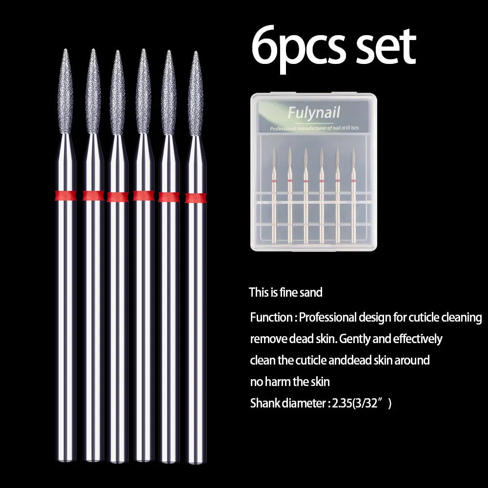 6Pcs/Set Diamond Nail Drill Bit Manicure Burr Cuticle Dead skin Clean Electric Milling Cutters  Manicure Drill Accessory