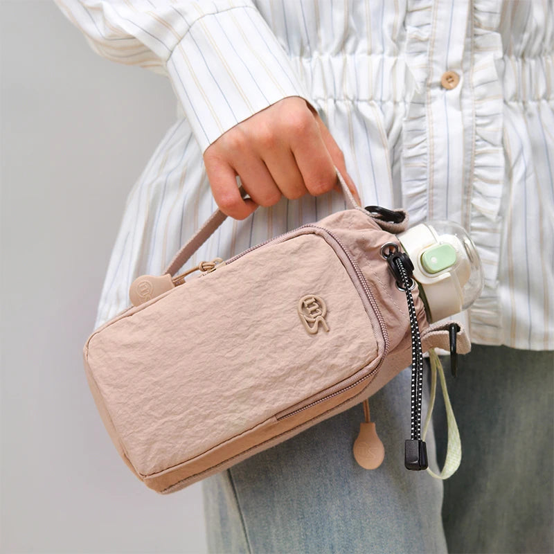 Sport Outdoor Lightweight Crossbody Bag Mobile Phone Bag Water Bottle Bag Nylon Shoulder Bag Drawstring Crossbody Bag