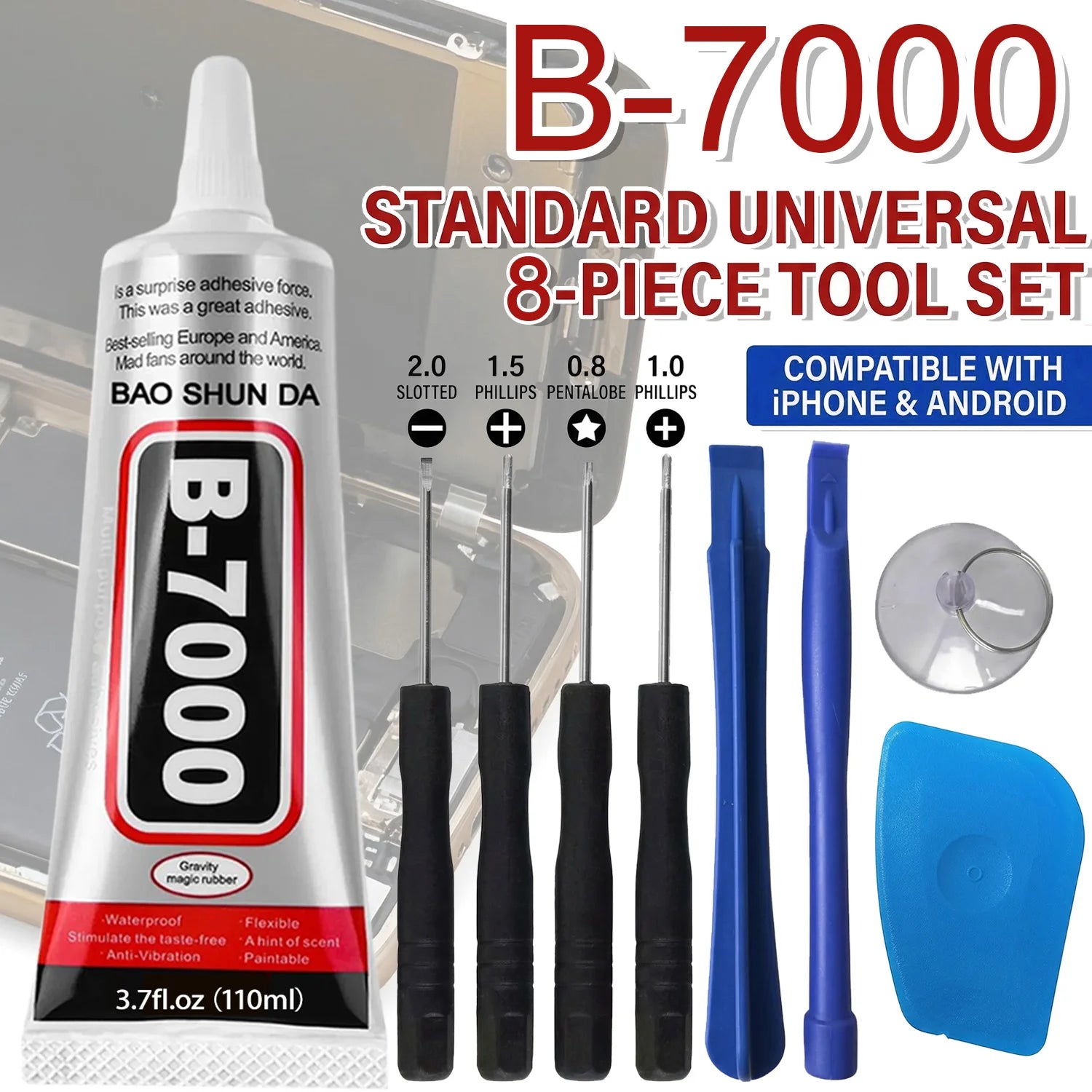 B7000 Mobile Phone Screen Universal Repair Glue Tool High-Strength Waterproof Transparent Adhesive, Universal Phone Glass Bonding Agent,super strong glue Glue Mobile Screen15ml/50ml/110ml.