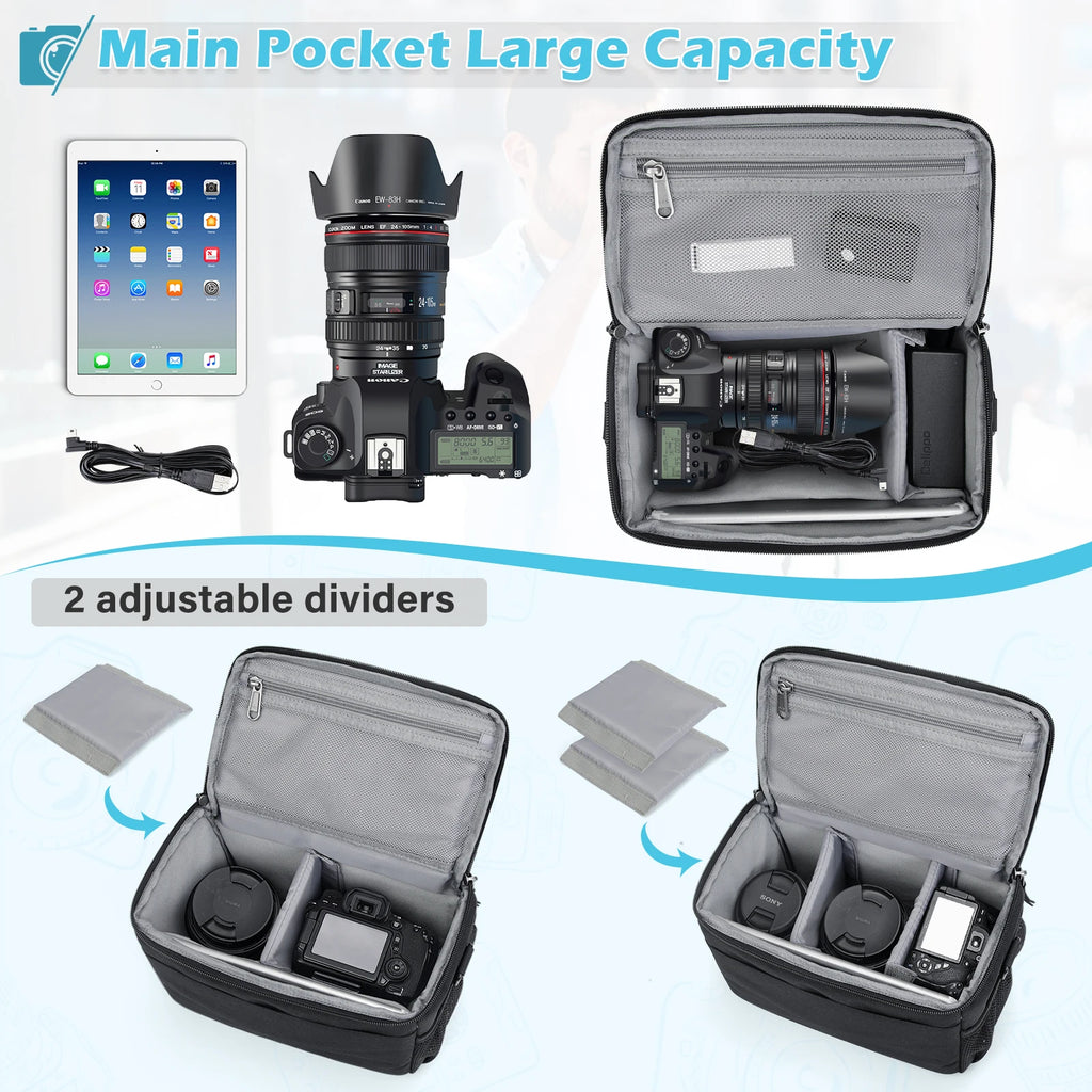 RAINSMORE Camera Bag Small Camera Sling Bag Waterproof Camera Case with Tripod Holder Compact Camera  Crossbody Bag