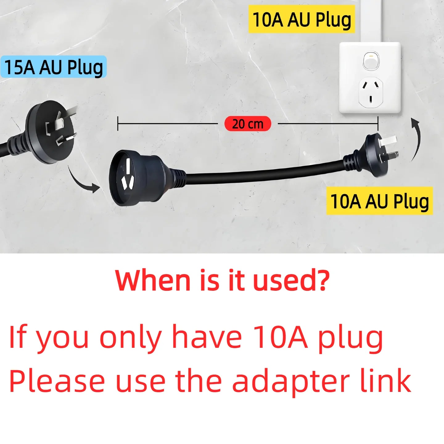 NZ EV Charging Power Adapter 15A AU Plug to 10A AU NZ Socket for EV Car Charger Adaptor AU
