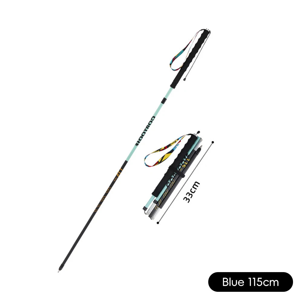 2026 New Ultra Light Carbon Fiber Trekking Pole Foldable Design Professional Hiking Trail Running Walking Stick 105-125CM Length