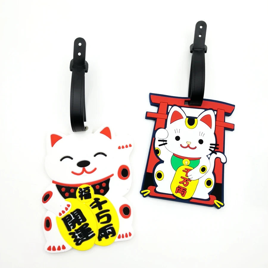 1pc/2pcs/3pcs Zhaocai Cat luggage tag pendant travel essential airport luggage anti loss ID tag luggage name unisex