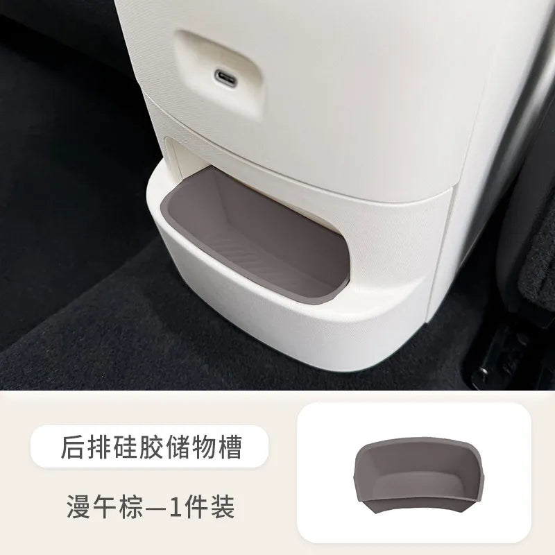 For 2026 GWM ORA 5 Dawn White Armrest Storage Box Under Console Organizer Cup Holder Phone Slot Storage Tray Interior Accessory