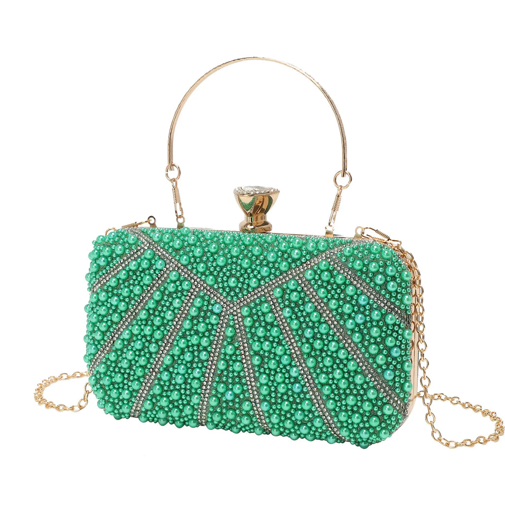 Ladies Dinner Bag Shiny Pearl Diamond Banquet Clutch Delicate Chain Bag Pochette Soirée Femme Mariage Carteras Diseñador De Lujo