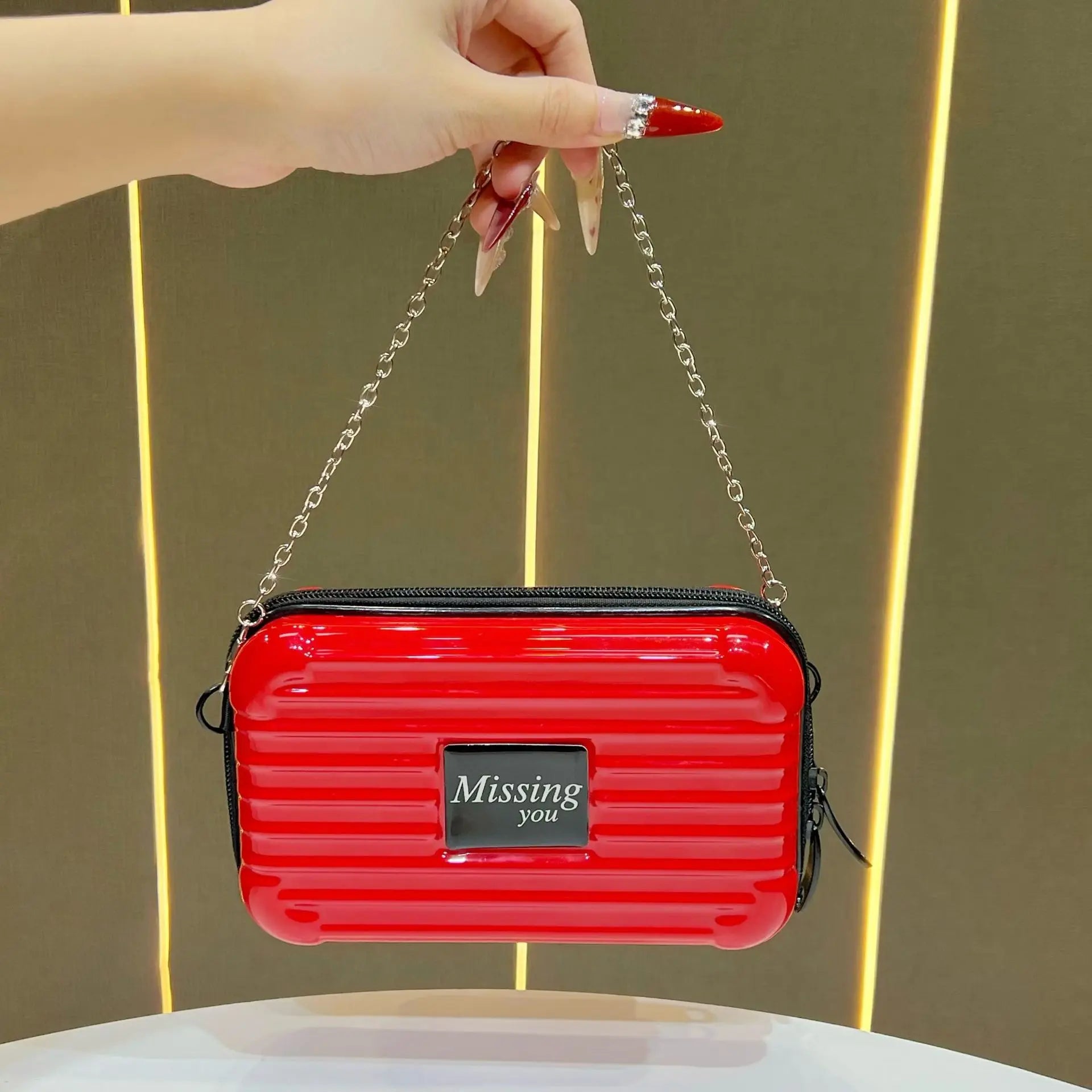 Mini Suitcase Shape Bag Fashion Luggage Bag Handbag Shoulder Bag Waterproof Bag Hard Shell Box Suitcase Purse Clutch Bag