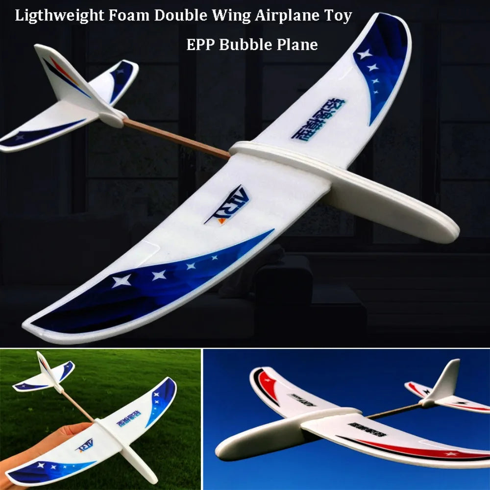 High Quality PP Foam Double Wing Airplane Popular Ligthweight Glider Hand Throw Plane Red&Blue Fixed Wing Glider for Outdoor