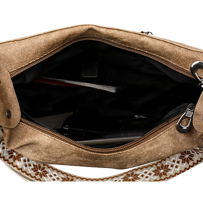 Multi-Color Casual Crossbody Bag with Patterned Strap, Versatile, Multi-Compartment, Daily Commuting, Fashionable & Practical