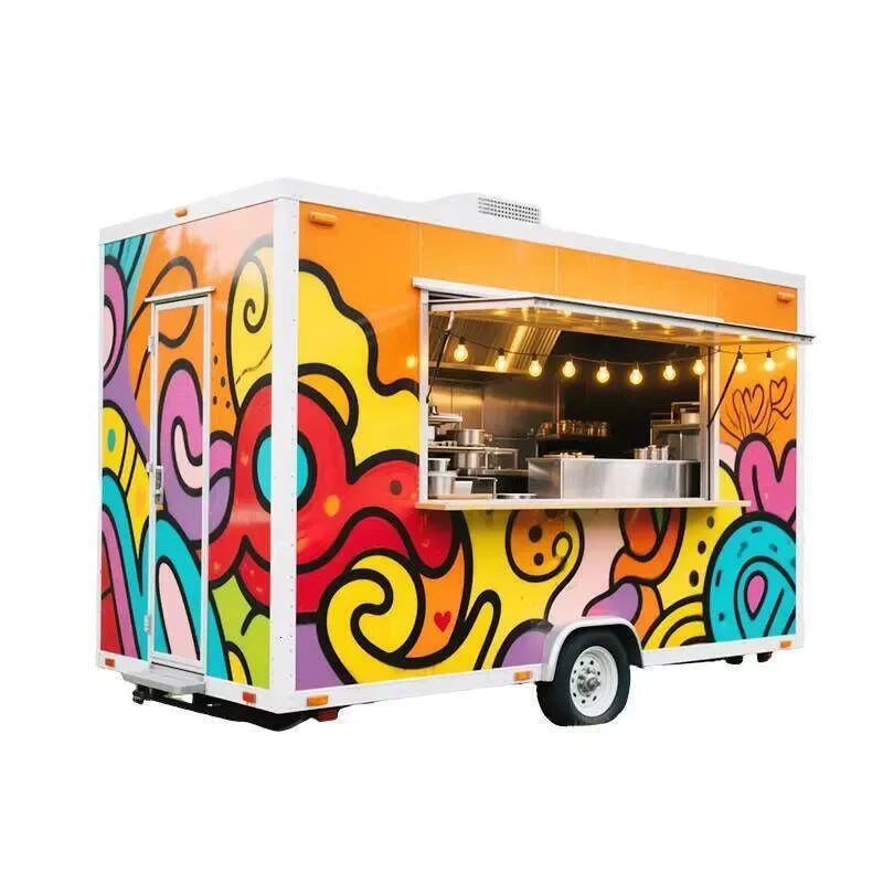 Modern Food Trailer Concession Cart With Foldable Counter Extension For Customer Convenience Professional Street Catering Cart
