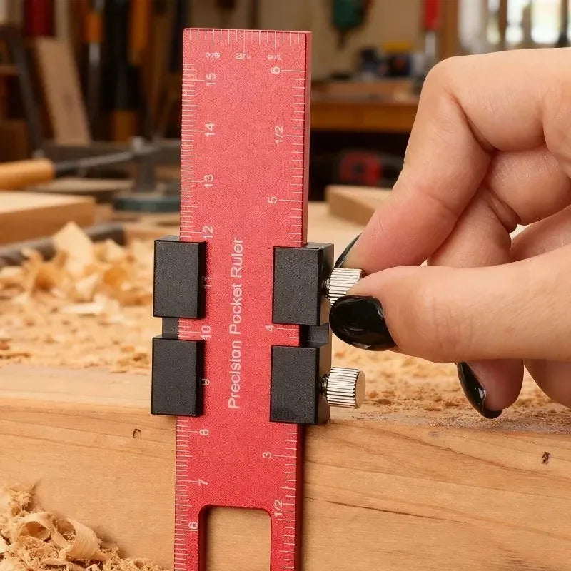 Precision Pocket Ruler Woodworking T-Type Ruler Aluminum Alloy Carpenty Square Rulers Measuring Marking Tools for Carpentry