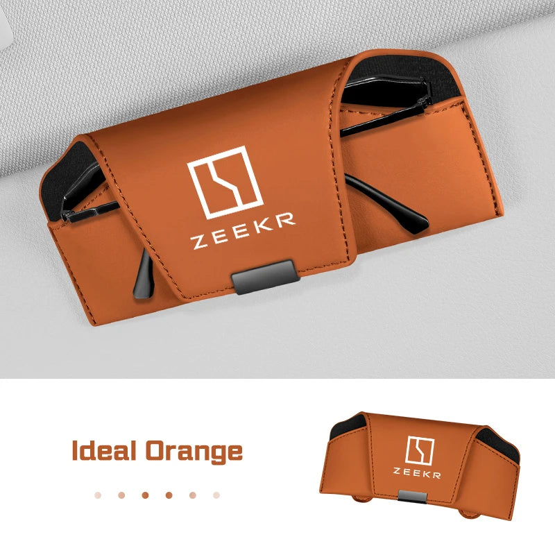 Sunglasses Box Magnetic Leather Car Visor Glasses Case For ZEEKR 001 007 009 X MIX 7X 9X M-Vision Glasses Case Car Accessories