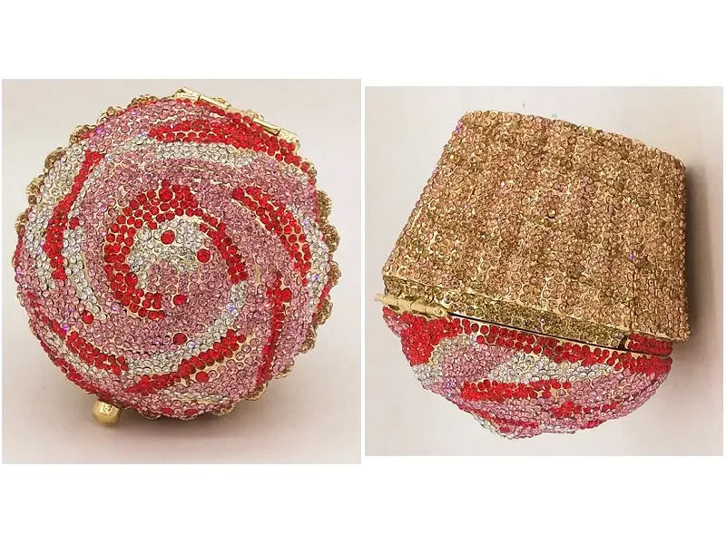 Boutique De FGG Women Mini Cupcake Rhinestone Clutch Purse Crystal Clutch Evening Bag Wedding Purse and Handbag Bridal Party Bag