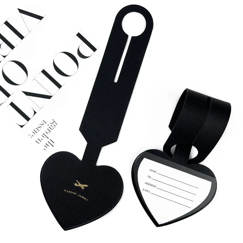 Heart-shaped PU Luggage Tag Women Men Flight Holiday Travel Accessories Suitcase Tags Name ID Address Lable Bag Tags for Luggage