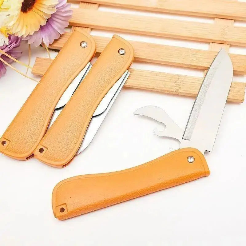 New Stainless Steel Folding Fruit Knife With Bottle Opener Perfect For Home Kitchen Outdoor Picnic Camping Daily Use