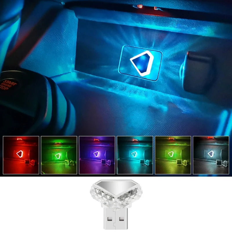 TypeC car atmosphere light, wireless modification for interior decoration, car USB rainbow atmosphere night light Type-C