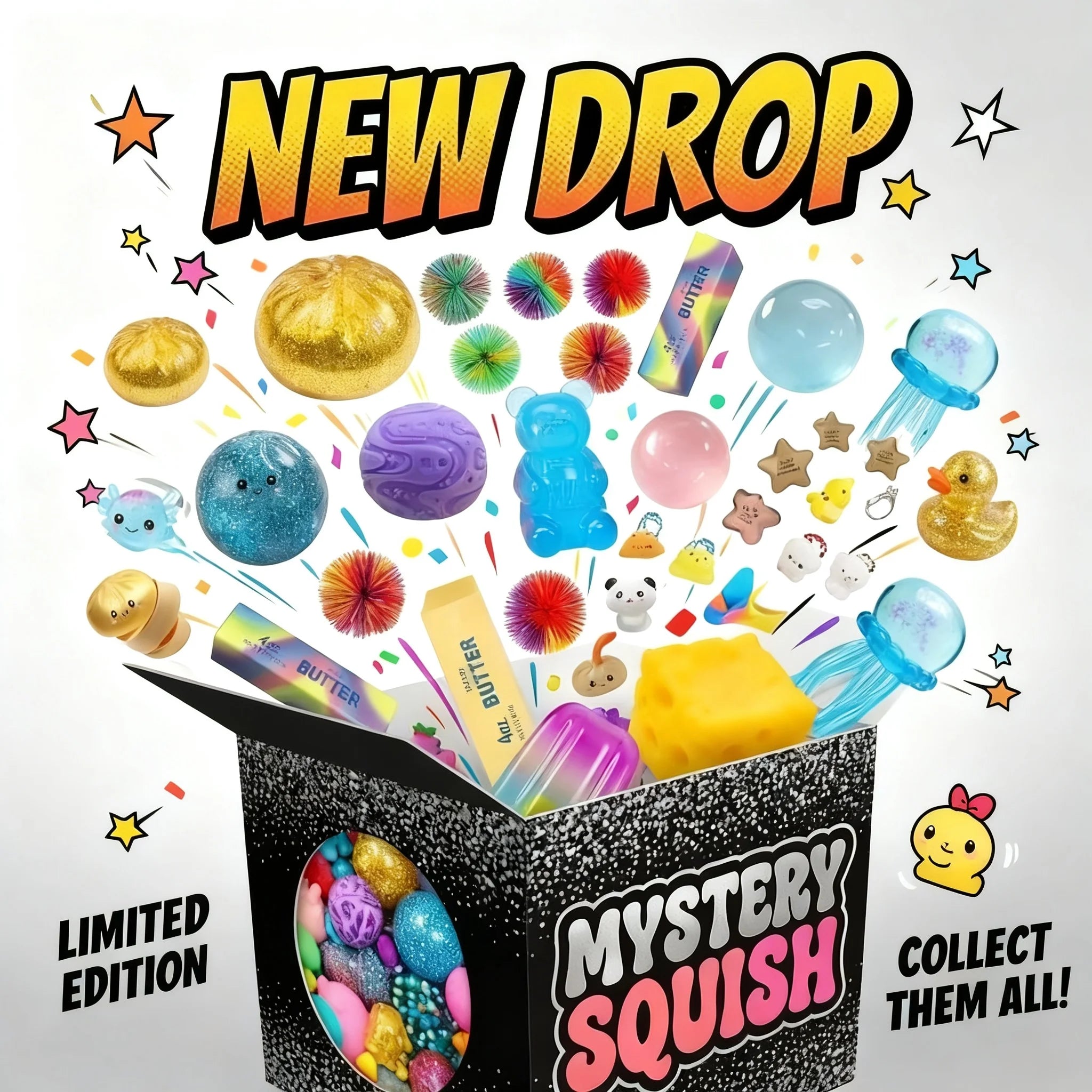 Squish Time Nee Doh Mystery Blind Box Random Squeeze Fidget Stress Relief Toy Cute Sensory Toy for All Ages