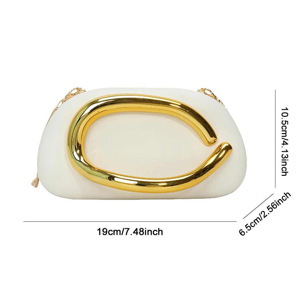 Trendy Clutch Purses PU Leather Crossbody Shoulder Bag Women Metal Decoration Evening Bag for Evening Dinner