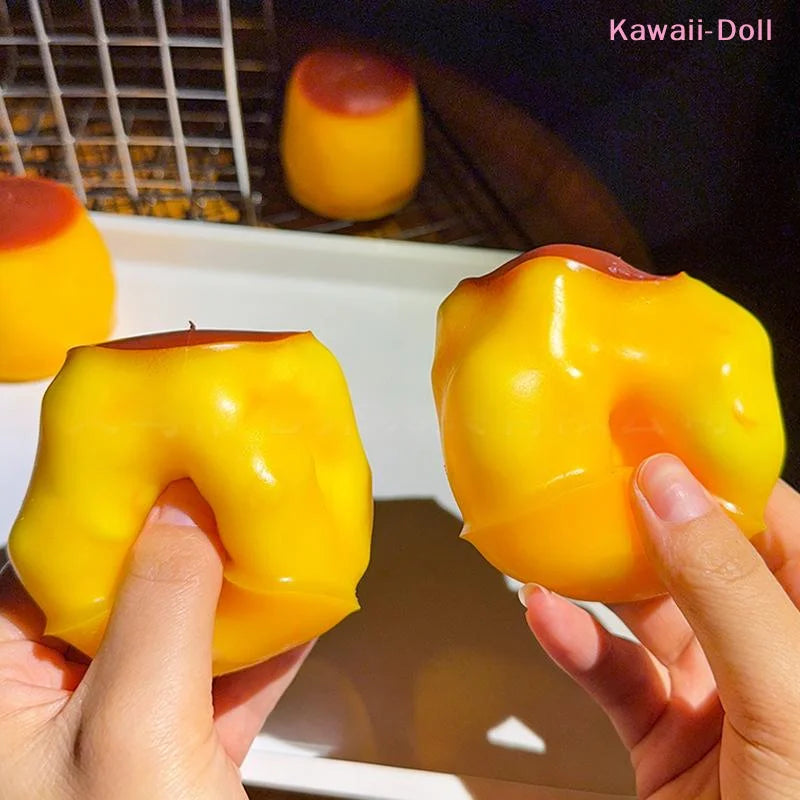 [DO]Pudding Squeeze Toys Food Shaped Squeeze Sensory Toy Rebound Soft Stress Relief Toy Creative Relaxation[DO]