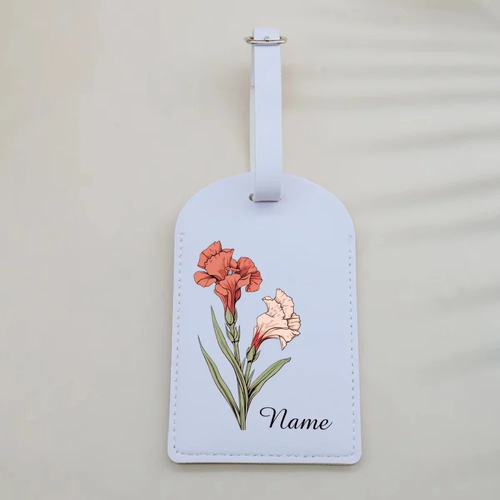 Custom Japanese Flower PU Leather Luggage Tag, Personalized Custom Name Travel ID Label Christmas Gifts for Family Members