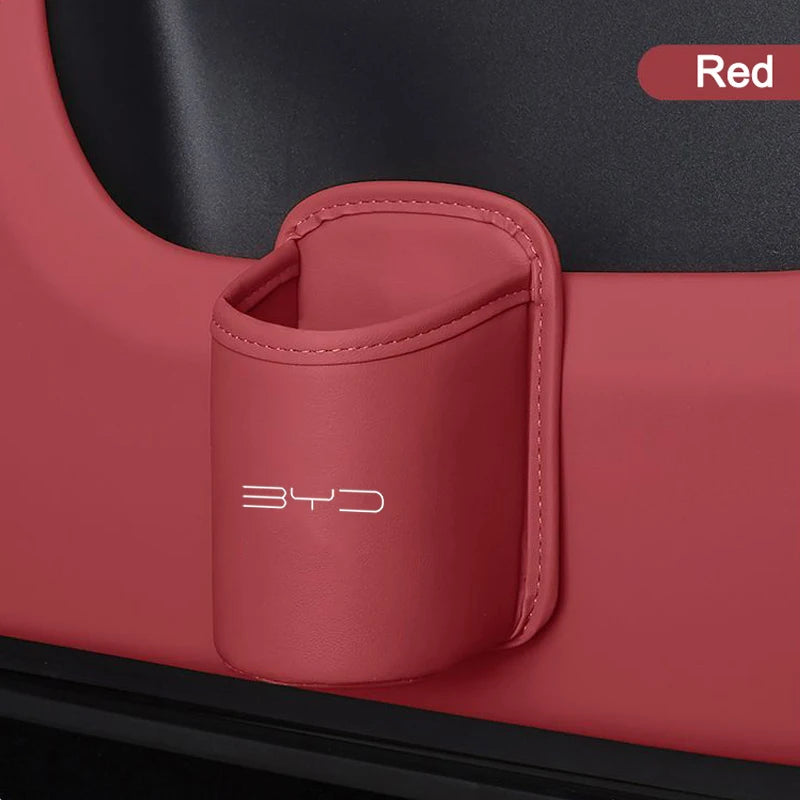 Leather Storage Box Car Door Water Cup Holder Back Seat Drink Rack For BYD Seal F3 Atto 3 Tang Qin Han Song Plus Accessories