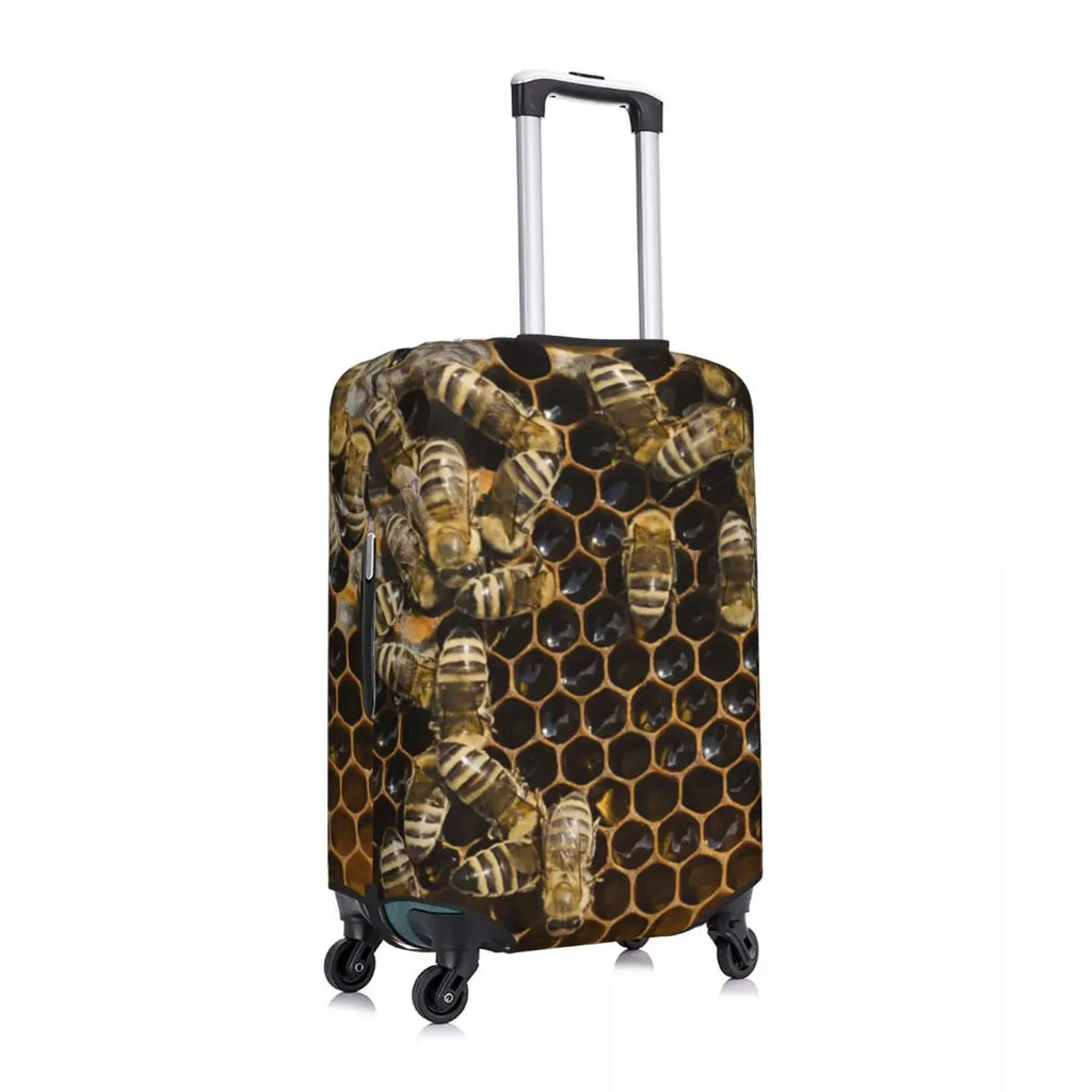 Honeycomb With Bees Suitcase Cover Elastic Cute Honey Bumblebee Luggage Protective Covers for 18-32 inch