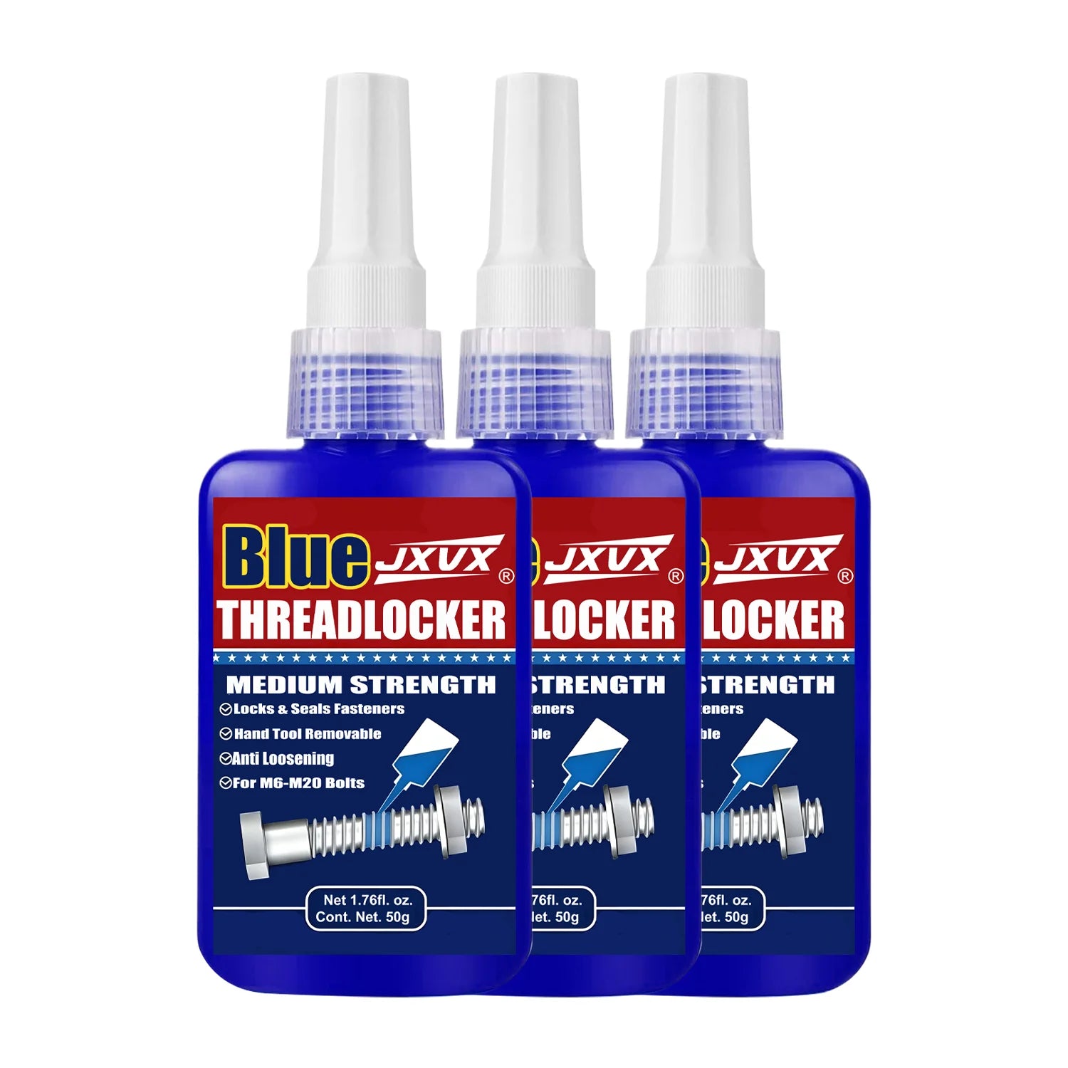 Blue Threadlocker, Medium Strength Threadlocker, Blue Anaerobic Adhesive for Fixing Screws and Nuts, Anti-Loosening, Anti-Corrosion, Oil Resistant, Anti-Loosening/Anti-Corrosion