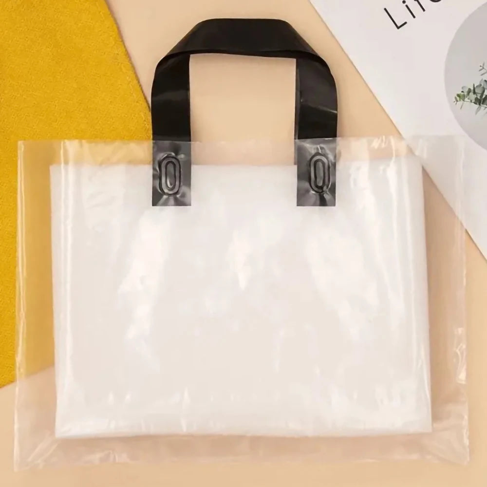 100pcs Custom Logo Colorful Shopping Bags With Handle Plastic Gift Bag Print One Color Logo On Double-sided Free Design Print