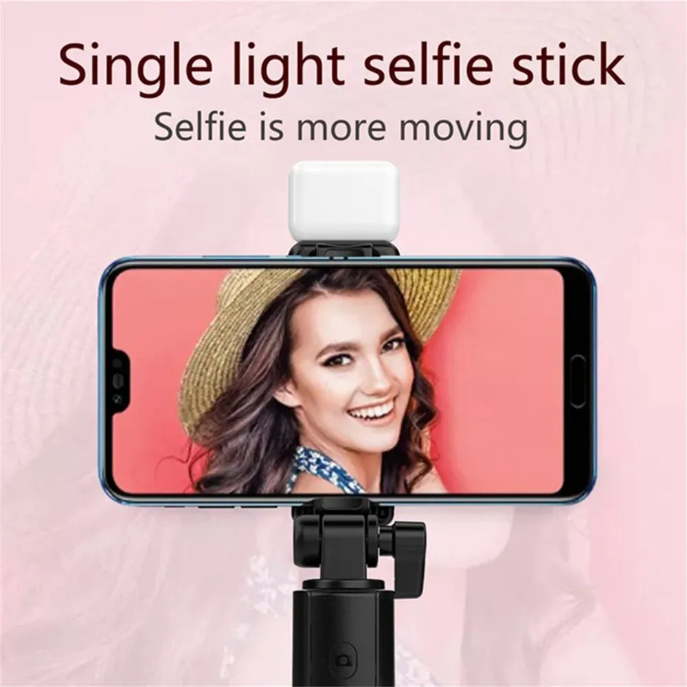 Wireless Bluetooth Selfie Stick Foldable Portable Tripod With Fill Light Remote Control For Android iPhone Smartphone Shoot Vlog