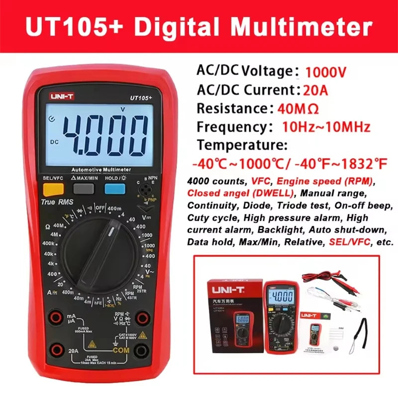 UNI-T UT105+ UT107 PLUS Automotive Multimeter UT673A UT675A Car Battery Tester UT343A UT343D Coating Thickness Gauge Meter