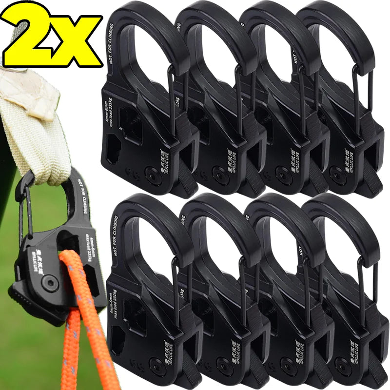 Camping Accessory Aluminum Self Locking Rope Tensioner for Tent Tarp Awning Guy Line Cord Adjuster Quick Secure Binding Outdoor