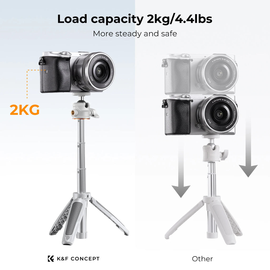 K&F CONCEPT Cell Phone Tripod MS02 13.4''/34cm Bluetooth Selfie Stick for iPhone DSLR Camera Live Streaming Selfie Stick Stands