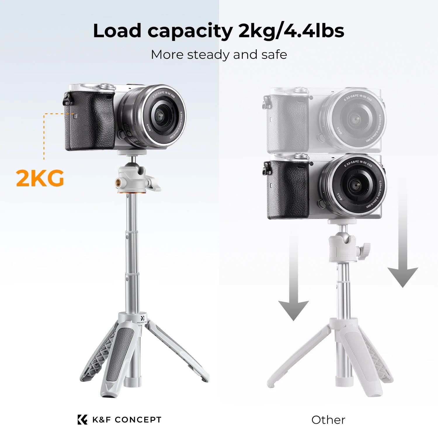 K&F CONCEPT Cell Phone Tripod MS02 13.4''/34cm Bluetooth Selfie Stick for iPhone DSLR Camera Live Streaming Selfie Stick Stands