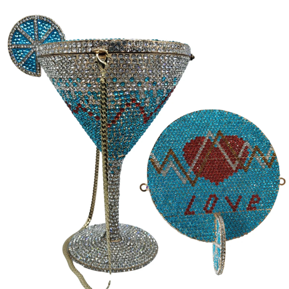 High Quality Goblet Shape Luxury Martini Cocktail Crystal Studded Dinner Bag Diamond Clutch Rhinestone Women Evening Bag