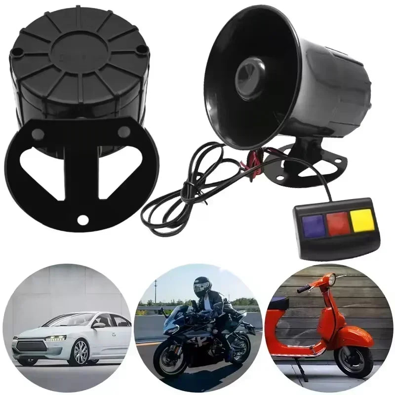 12V 3 Tone Sound Loud Car Horn Motorcycle Warning Alarm Police Fire Siren Horn Speaker Automotive Accessories 20W Accessory