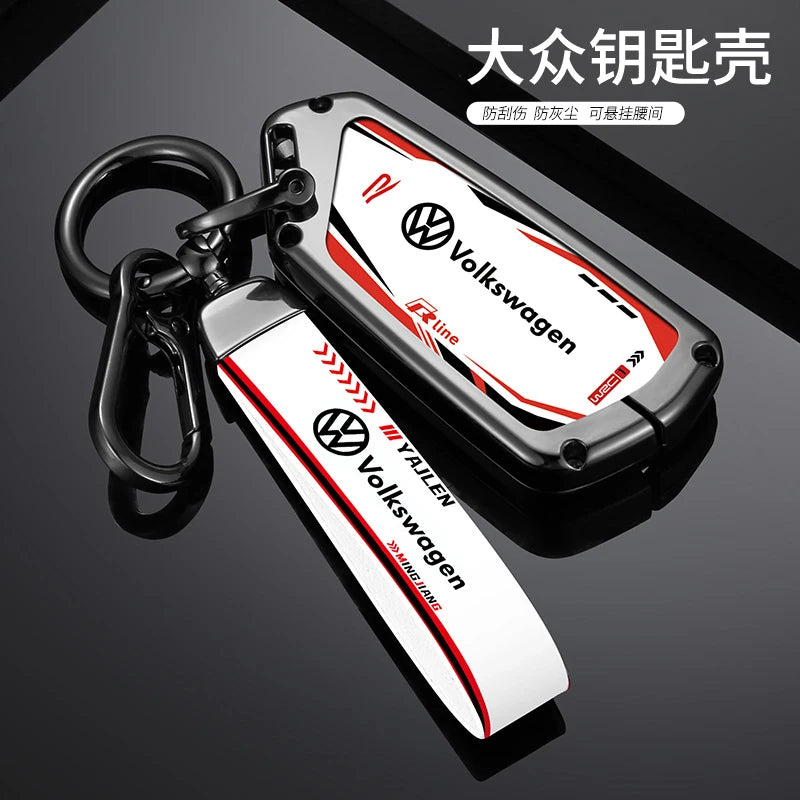 Cup Holders Zinc Alloy Car Smart Remote Key Case Full Cover Shell For VW Volkswagen Golf 8 MK8 ID.3 ID.4 Protector Keychain Auto