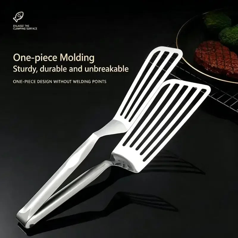Stainless Steel Serving Tongs Fish Gripper Pizza Clip Grill Tongs Heat Resistant For Steak Frying Salad Kitchen Cooking Tool