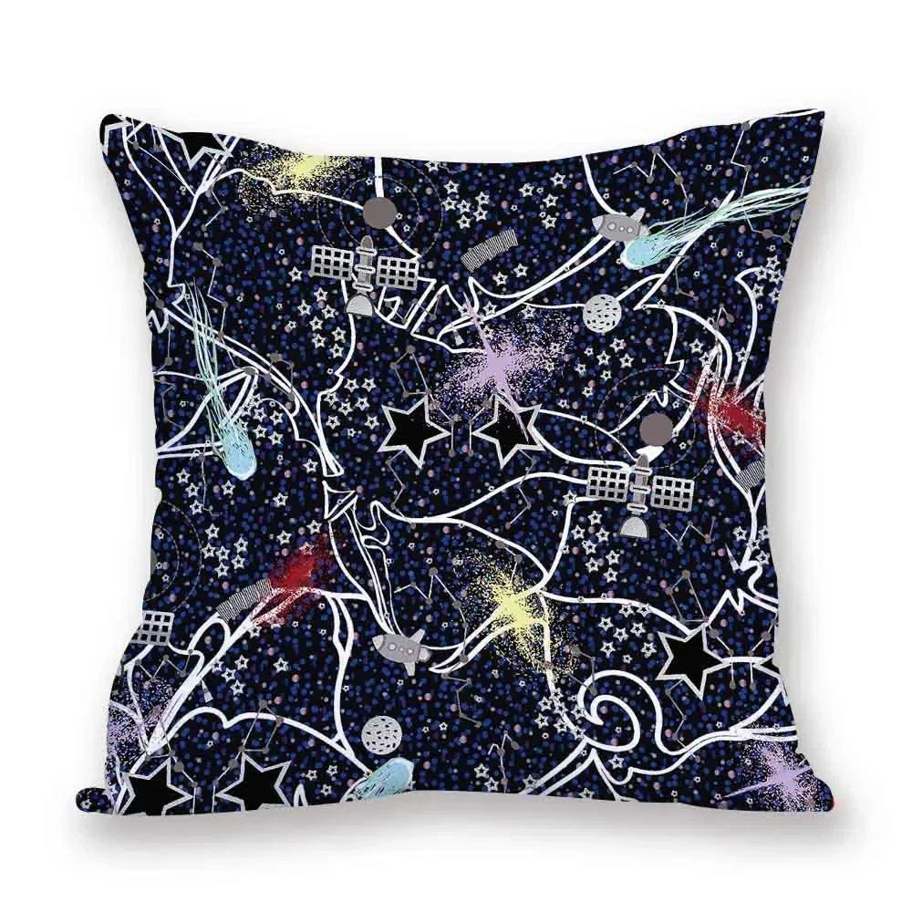 Cosmic pattern of the Sun, planets Double-sided Printed pillow cover Short plush Suitable living rooms sofas throw cushion cover