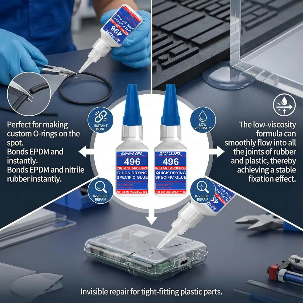 LOOLIFL496 Super Glue 20g Instant Adhesive Quick Drying Universal Strong Glue for Plastic Rubber Metal Wood Crafts Repair 1-5pcs