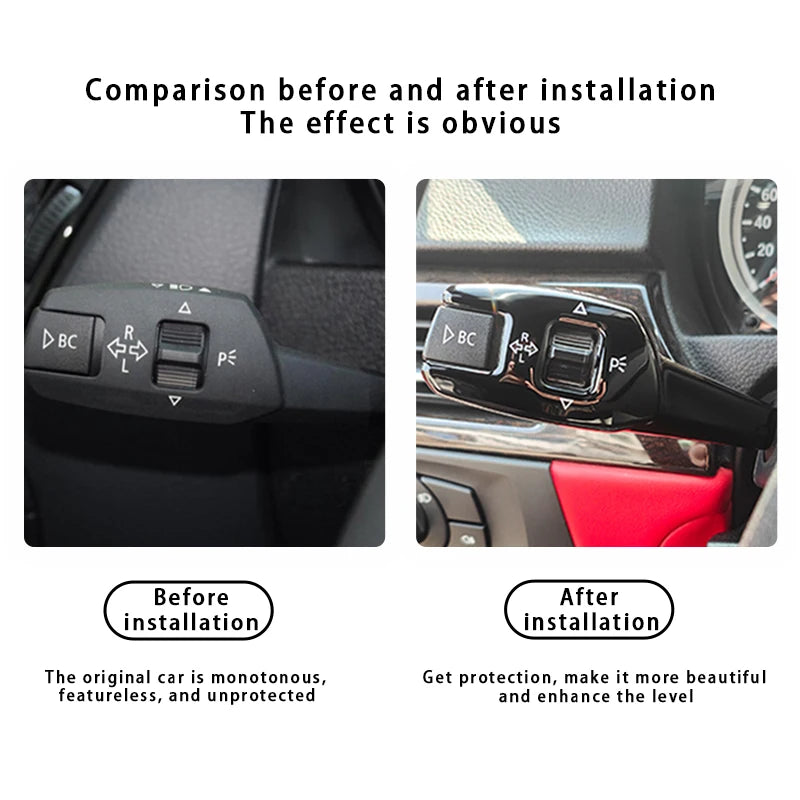 Car Turn Signal Wiper Lever Switch Cover Carbon Steering Steering Wheel Headlight Switch Trim For BMW 3 4 5 6 7 Series X1X3X5X6