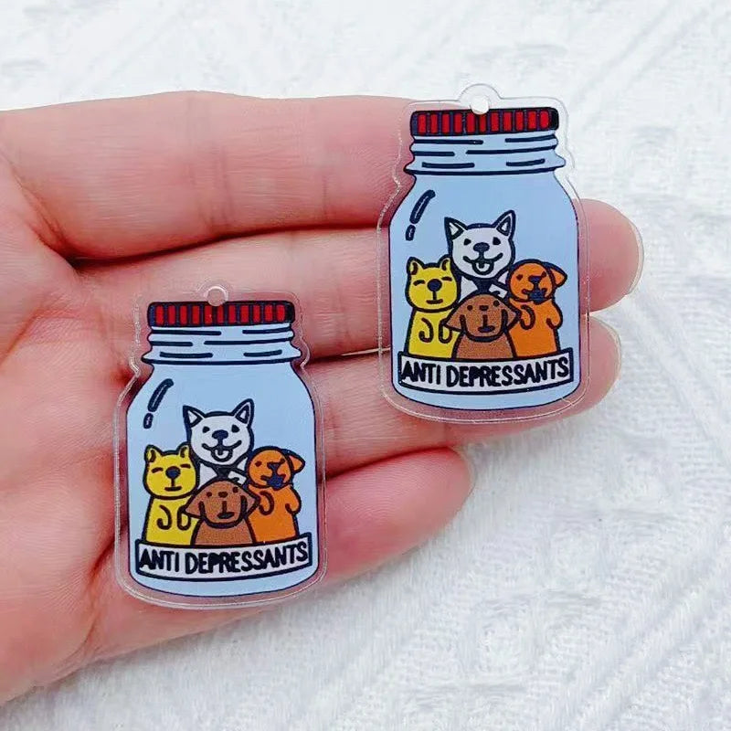 10pcs Halloween cartoon character charm creative acrylic pendant keychain necklace jewelry DIY ornaments hanging accessories