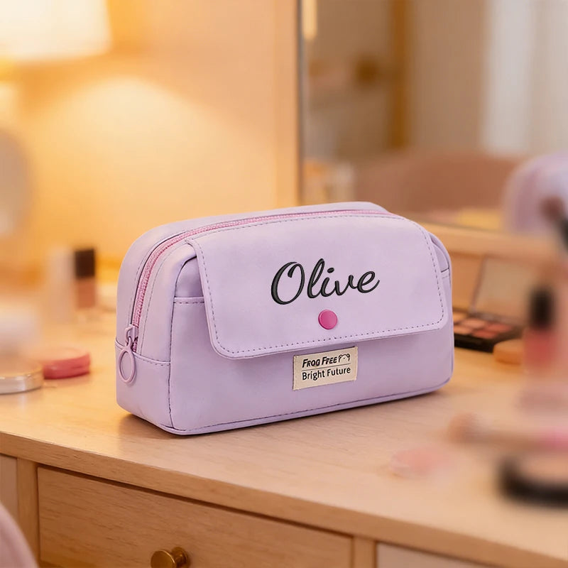 Customised Embroidery/Standard Style 2 Options, Personalized Flip-Top Pencil Case, Stationery Bag, Back-To-School Season,
