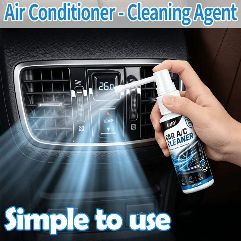 KJM Car AC Vent Cleaner Spray 30ML 2 Spray Modes Freshening Formula Dust Odor Remover Deep Clean For Vehicle Air Conditioner