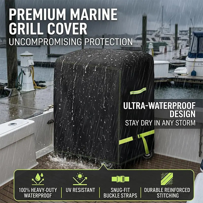 420D Outdoor Barbecue Cover, Marine Barbecue Stove Protective Cover, Lightweight Portable, Dust Cover, Waterproof and Sun Protec