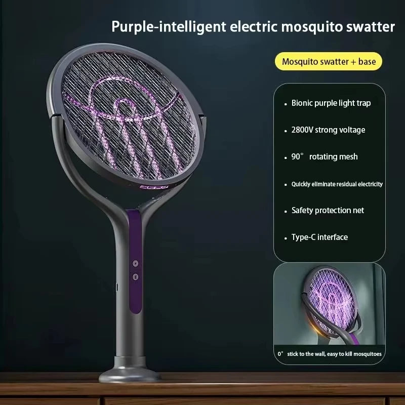 Automatic Mosquito Swatter, Telescopic, Rotatable Mesh For Wider Coverage, USB Charging, Fast, Long Standby Time