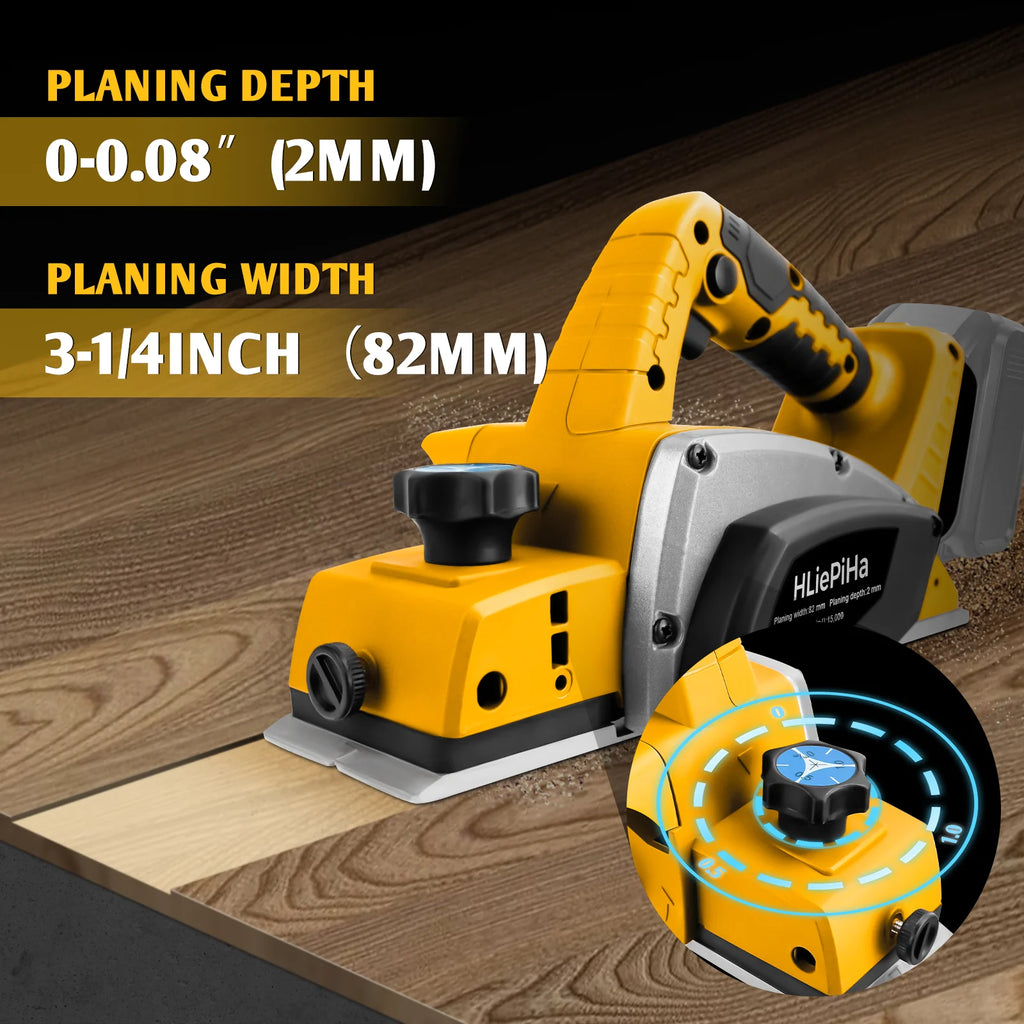 Brushless Electric Planer 15000RPM Cordless Handheld Power Planer Carpenter Home DIY for Dewalt 20V Battery (No Battery)