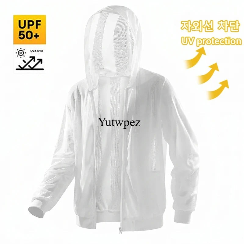 Outdoor Hiking Summer UPF50+ UV Sun Protection Skin Coats Men's Running Ultra-Light Hooded Outwear Breathable Casual Jackets