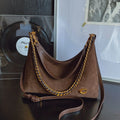 New women's lightweight luxury fashionable high-end black suede crossbody bag, versatile and large capacity tote bag
