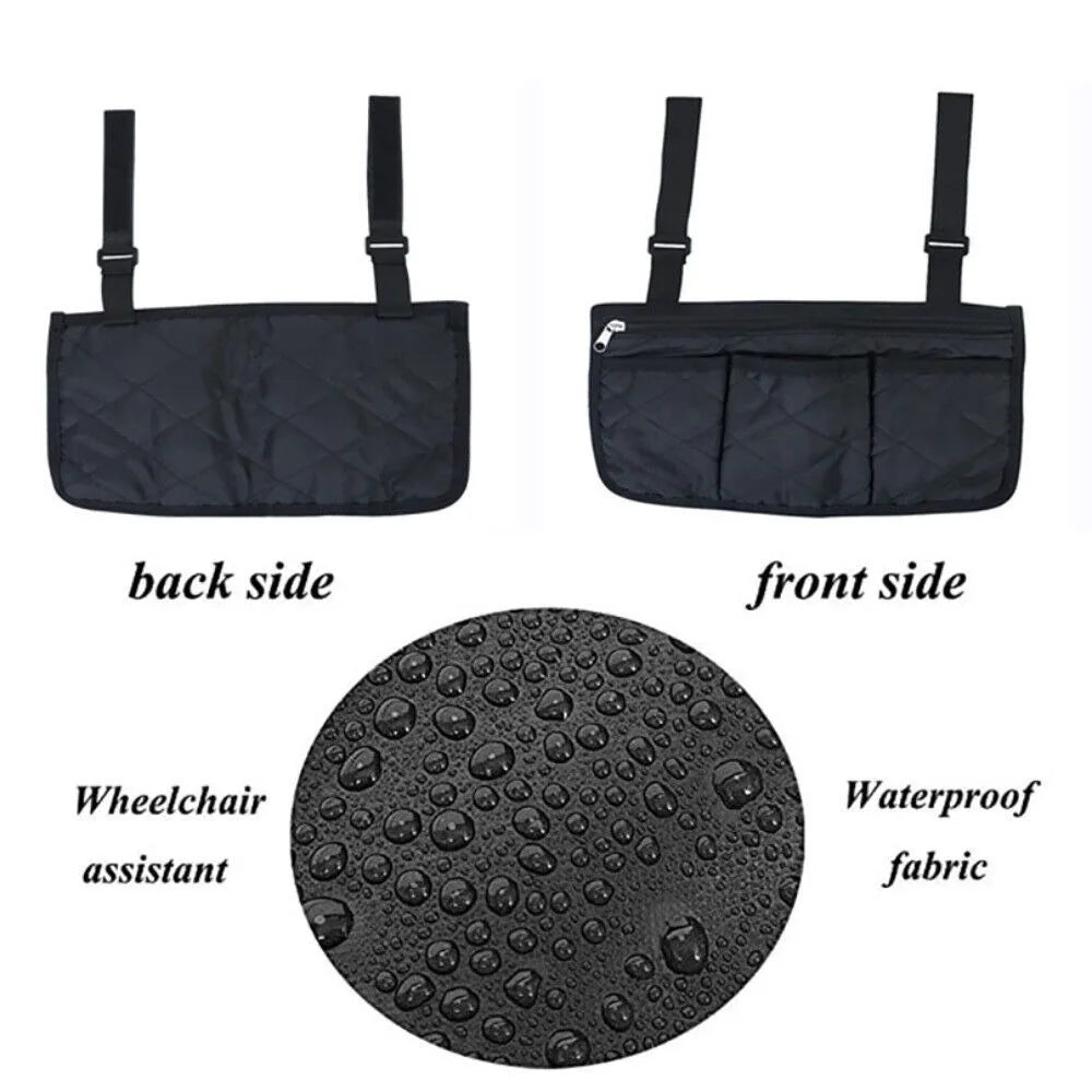 Multi-pocket Wheelchair Hanging Bag Large Capacity Multifunctional Arm Rest Pouch Waterproof Stroller Hanging Bag Stroller